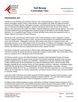 CV for Neil Broom Expert Witness in Computer Forensics Investigations in Fort Lauderdale Florida